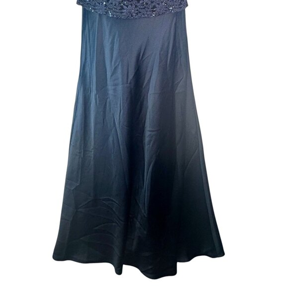 Alex Evenings Sleeveless Sequin Lace Floral Maxi Dress Square Neck Blue Size 10 - Picture 6 of 12
